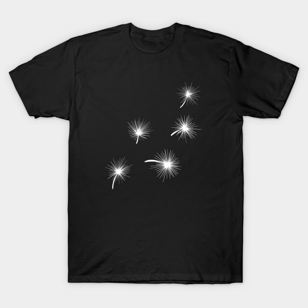 Dandelion Clock Seeds Floating T-Shirt by Squeeb Creative